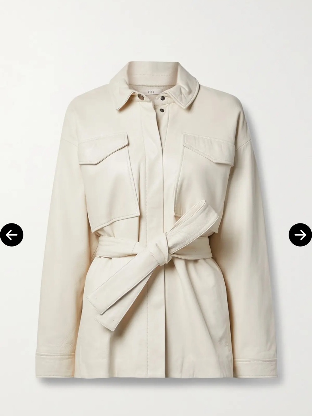 CO Cream Leather Utility Jacket with Waist Tie (runs big)